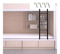 GHFXSCV Échelle de lit superposé Suspendue Noire, réglable, pour dortoir, Camping-Car, Chambre à Coucher, échelle de Remplacement en métal avec Crochets, Facile à Installer (Taille : 150 c