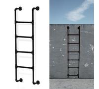 GHFXSCV Échelle de Secours Robuste pour puits de fenêtre, échelle Murale en métal Noir pour lit Mezzanine, échelle pour lit superposé en Tube Rond en Fer, échelles d'escalade intérieures e