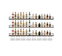 GHFXSCV Étagère à vin Murale à LED avec étagères flottantes et Rangement pour Bouteilles d'alcool, idéale pour Le Bar et la Salle à Manger, Noire (120 cm/4 pi).