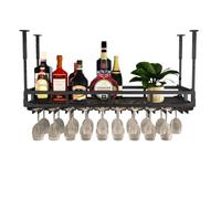 GHFXSCV Étagère à vin Murale Rustique et Industrielle avec Support pour Verres, étagère à vin Suspendue pour Bar à Domicile, étagère Flottante pour présentation de vin 100 x 35 x 21 cm