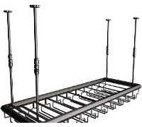 GHFXSCV Étagère à vin Rustique Industrielle à Hauteur réglable, étagère de Plafond Flottante pour Service à vin/Livres/Pots de Fleurs, Support à Verres à vin Suspendu, décoration Noire 60