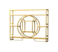 GHFXSCV Grand casier à vin Mural en métal à 3 Niveaux, étagère Flottante pour Cuisine avec éclairage LED, Rangement Mural pour Bouteilles d'alcool, présentoir pour Bar à Boissons, pour la