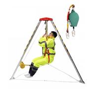 GHFXSCV Kit de trépied de Sauvetage réglable en Aluminium avec treuil et Protection antichute, idéal pour Le Sauvetage en Espace confiné et dans Les égouts, équipement de Levage Robuste po