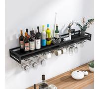 GHFXSCV Porte-Verres, étagères de Bar, Porte-Bouteilles de vin, casier à vin Industriel Mural, Porte-Bouteilles de vin Suspendu, Support de Rangement Multifonctionnel, étagère à Bouteilles