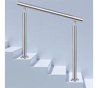 GHFXSCV Rambarde d'escalier réglable en Acier Inoxydable 304 pour Une Utilisation intérieure/extérieure - Hauteur de 95 cm, Conception en Tube Rond avec 2 poteaux et raccords de Balustrade