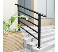 GHFXSCV Rambarde réglable en Acier galvanisé pour escalier extérieur à 2 ou 4 marches, avec kit d'installation et résistante aux intempéries. Conception à 4 Barres transversales. Longueur