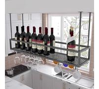GHFXSCV Support de Plafond réglable pour Verres à vin - Rangement Suspendu Peu encombrant pour Verres et Bouteilles, idéal pour Les Bars, Les cafés et Les Cuisines