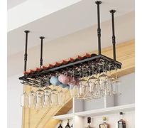 GHFXSCV Support de Verre à vin de Plafond, Support de Bouteille de vin en métal Suspendu réglable, Support de Bouteille de vin Flottant en Fer, étagère de Rangement pour casier à vin, étag