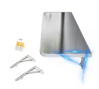 GHFXSCV Table Murale Pliante Gain de Place - Plan de Travail Compact en Acier Inoxydable 304 pour la Cuisine et Le Bureau, avec Coins arrondis (50 x 40 cm) - Conception Polyvalente et dura