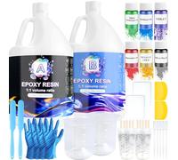 Ghguole Resine Epóxy,7.6 L/2 Gallons Kit Resin Epóxy Transparente et Durcisseur avec Colorant,Paillette,1: 1 Ratio Revêtement pour Bois,DIY,Créations Artistiques,Table,Décoration