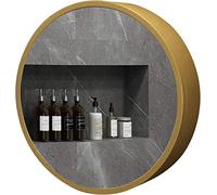 GHHDPDMJ Armoire de Salle de Bain avec Miroir éclairé par LED, Armoire de Rangement Murale Ronde pour médicaments avec Interrupteur Tactile Intelligent et antibuée, dorée, 70 cm