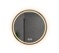 GHHDPDMJ Miroir de Salle de Bain à LED Miroirs de Salle de Bain 40 cm x 40 cm avec Miroir de Salle de Bain éclairé à Double Contact Miroir Intelligent à lumière réglable en 3 Couleurs givré à l'intér