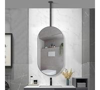 GHHDPDMJ Miroir Ovale à Suspendre au Plafond, Miroir de Salle de Bain Noir avec Support de Plafond et Cadre en métal - Miroirs décoratifs flottants Modernes (Taille : 50 cm x 70 cm)