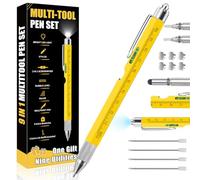 GHHFKGL Stylo multifonction 9 en 1 pour homme, cadeau d'anniversaire pour homme qui ont tout, cadeaux uniques pour homme, mari, grand-père, ingénieur, bricoleur, jaune
