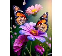 GHHKUD Kit de peinture diamant 5D pour adultes, papillon et fleurs, kit d'art diamant débutant, à faire soi-même, broderie diamant toile, images décoration murale intérieure, 30x40