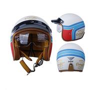 GHHTHEN Casque Vintage ECE Homologué Casque De Moto Confortable pour Street Bike Cruiser Hélicoptère Moto Scooter Adulte Moto Jet Casque avec Double Visière pour Adulte Hommes Femmes