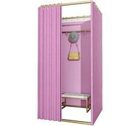 GHHVFEC Cabine d'essayage, Magasin de vêtements, cloison Amovible dorée, vestiaire temporaire à Faire soi-même, Cabine d'essayage Portable et Mobile