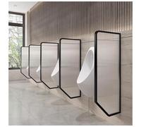 GHHVFEC Cloison de séparation pour urinoirs Hommes - 6 Panneaux de confidentialité en Verre trempé avec Cadre en Acier Inoxydable - Écrans d'urinoir résistants pour Toilettes d'hôtel, Design Noir él