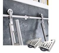 GHHVFEC Kit de Porte de Grange coulissante de 100 à 600 cm avec Rail de roulement, Tube Rond en Acier Inoxydable, quincaillerie pour Maison/intérieur/loft, bibliothèque, échelle Incluse