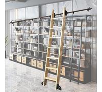 GHHVFEC Kit de quincaillerie pour échelle coulissante de bibliothèque, Rail de Porte de Grange coulissante, Rail d'échelle Mobile en Tube Rond en Acier au Carbone (kit de Rail de 700 cm (2