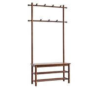 GHHVFEC Porte-Manteau d'entrée 6 en 1 en Bois Massif avec Banc, 11 Crochets et 2 étagères de Rangement, élégant Porte-Manteau pour Salon et Chambre, Marron, 60 cm (24 po) - Gain de Place