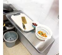 GHHVFEC Table de Salle à Manger Murale Pliable - Coin Repas Gain de Place avec Bar et Bureau Rabattable - Élégante Finition Blanche/INOX L110 x l50 cm - Idéale pour Les Petits espaces et l