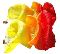GHHZML Éventail De Danse Orientale Fans en Soie véritable, 1 Paire, Accessoires de Danse du Ventre, Taille Classique, côtes, Performance(Color 17,XL 230x90cm)