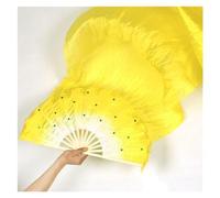 GHHZML éVentail De Soie Danse Éventails de Danse du Ventre colorés Faits à la Main for Femmes, Outil Simulation Soie et Bambou, Longs voiles for, Amoureux pour la Scène(Yellow)