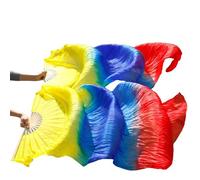 GHHZML éVentail De Soie Danse Éventails de Danse du Ventre en Soie véritable, 1 Paire/1 pièce, Teints à la Main, Long éventail Chinois, Voile 24 Couleurs pour la Scène(24,S-120x90cmReal Silk)