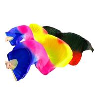 GHHZML éVentail De Soie Danse Éventails de Danse sur scène, voiles en Soie colorés for Femmes, Voile du Ventre (2 pièces) pour la Scène(A,S-120x90cm)