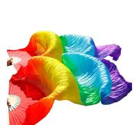 GHHZML éVentail De Soie Danse Éventails de Danse sur scène, voiles en Soie colorés for Femmes, Voile du Ventre (2 pièces) pour la Scène(Yellow,XXL-280x90cm)