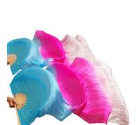 GHHZML éVentail De Soie Danse Éventails de Voile Danse du Ventre, éventail en Soie véritable/Imitation, côtes Bambou, Teint à la Main, Performance pour la Scène(14b,S-120x90cmReal Silk)