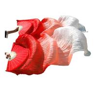 GHHZML éVentail De Soie Danse Paire d'éventails de Danse en Voile Soie Chinois, Paire du Ventre pour la Scène(Grey,M-150cm)