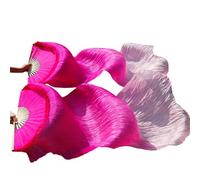 GHHZML éVentail De Soie Danse Voiles de Soie Chinois, Paire d'éventails Danse du Ventre, mélange Couleurs pour la Scène(Sky Blue,M-150cm-1pair(2pcs))