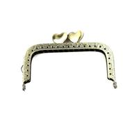 GHHZML Fermoir De Pochette Lot de 10 fermoirs carrés en métal Bronze/Argent 8,5 cm avec Motif cœur et Baiser, for Sac à Main(Antique Bronze)