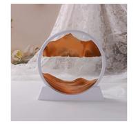 GHHZML Peinture De Sable Qui Coule Cadre d'art de Sable Mobile, mouvant 3D, sablier Liquide Dynamique, Peinture cinétique, coulant, décoration Bureau et Maison(7 inch White-Orange)