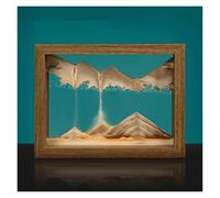 GHHZML Peinture De Sable Qui Coule Paysage de Sable en Mouvement, Image d'art, mouvant, mer Profonde, sablier 3D, Cadre carré Bois, Peinture coulant, décor Maison(B-Coffee)