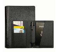 GHHZML Protege Passeport Étui de Passeport en Cuir avec Bande élastique for Cartes, Porte-Monnaie, Organiseur Documents, for Hommes et Femmes(Black)