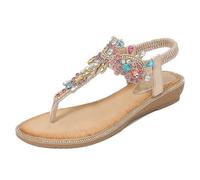 GHHZML Sandales à Strass Sandales compensées à strass for femmes, élégantes, décontractées, antidérapantes, avec bande élastique pour les Vacances(Gold,45)