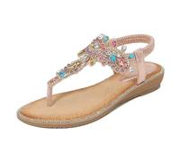 GHHZML Sandales à Strass Sandales compensées à strass for femmes, élégantes, décontractées, antidérapantes, avec bande élastique pour les Vacances(Pink,42)