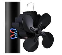 GHHZML Ventilateur Poele à Bois Ventilateur de poêle à bois magnétique 4 pales, brûleur cheminée alimenté par la chaleur, ventilateur tuyau