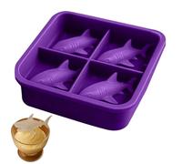 Ghiaccio Grande - Silicone Alimentare Standard Size | 4 Cavità a Forma di Squalo Stampo Riutilizzabile with Rilascio Facile Design Creativo Cucina Dessert a rilascio facile | Casa Feste Picnic