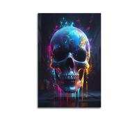 GHIBYN Poster décoratif sur toile avec motif tête de mort qui fuit pour chambre à coucher (50 x 75 cm)