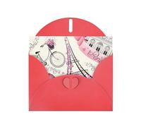 Ghjkfbf Cartes de vœux vierges imprimées La Tour de Paris et un vélo avec enveloppes peintes Anniversaires Carnaval Mariage Toutes occasions