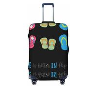 Ghjkfbf Flip Flops Calligraphie Chaussures de plage Imprimé Bagages Valise Housse de Protection Bagages Housse Lavable Avec Fermeture Éclair dissimulée, noir, Small