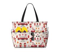 Ghjkfbf Little Boys And Girls In Firefighters Print Sac de plage de voyage de grande capacité pour la famille, sac fourre-tout de plage pour femme avec poches zippées, noir, taille unique