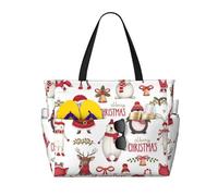 Ghjkfbf Sac de voyage de grande capacité avec imprimé Père Noël pour la famille, sac fourre-tout de plage pour femme avec poches zippées