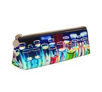 Ghjkfbf Trousse à crayons en cuir avec impression tube à essai chimie, pochette avec fermeture éclair pour fournitures de papeterie, petite trousse de maquillage
