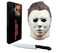 GHJKL Halloween Maske für Erwachsene mit klassischem Messer, realistische Horror Maske, gruselige Halloween Cosplay Maske (Blanc)