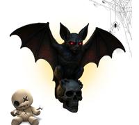 Ghjkldha Bat Skull Wall Lamp, Gothic Resin Sculpture, 3d Led Light, Scary Decor, Halloween Ambiance, Horror Lighting, Escape Room Accent, with Eerie Glow for Bedroom, Bar, Studies, Living Room